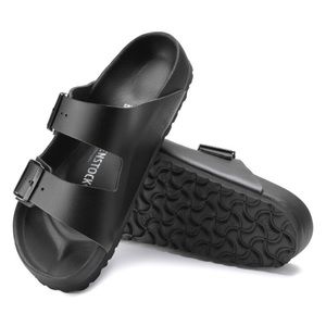 The Birkenstock Monterey Exquisite Arizona Black Leather Sandal.